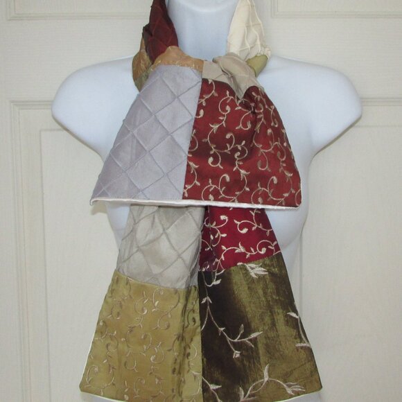 Satin Embroidered Patchwork Scarf - Picture 6 of 13